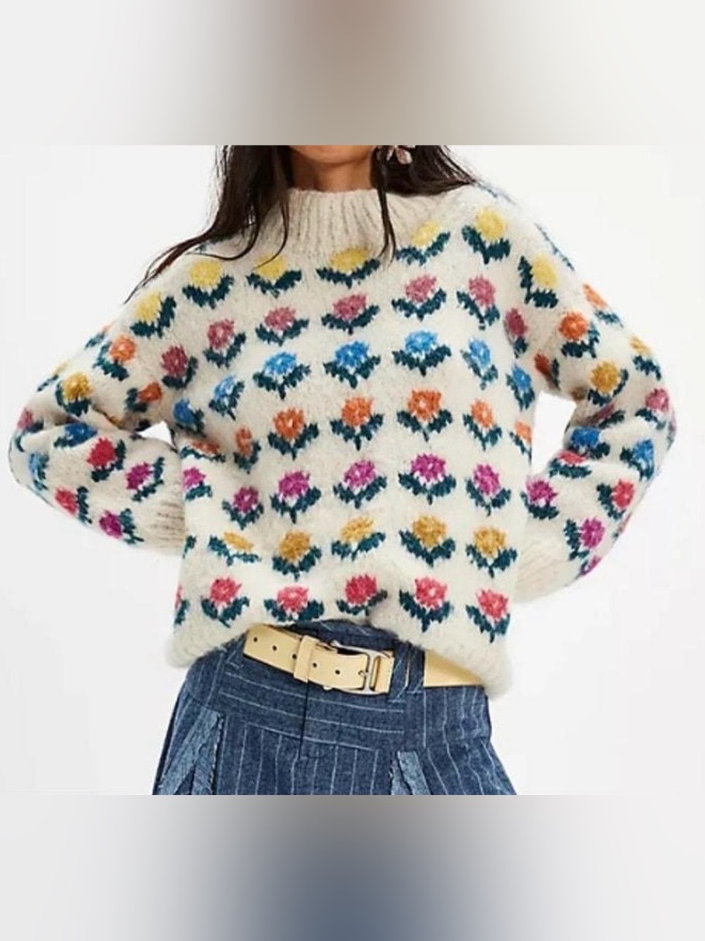 NWT FREE PEOPLE FRANTIC MAGNOLIA FLORAL SWEATER